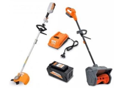 Комплект: Мотокоса аккумуляторная Villartec CA 40R без АКБ и ЗУ + Аккумуляторный снегоуборщик WA 4030 + Аккумулятор AM 405 + Зарядное устройство AC 402