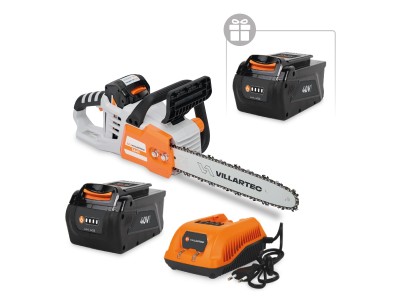Аккумуляторная цепная мотопила VILLARTEC SА40 SET: AM402 + AC402 ( + 1 Аккум. 2Ач в подарок!)
