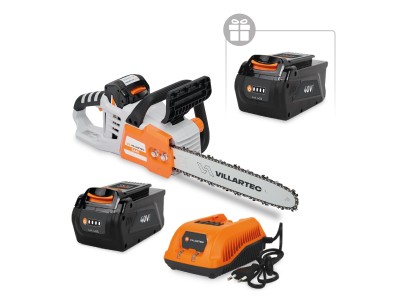 Аккумуляторная цепная мотопила VILLARTEC SА40 SET: AM405 + AC402 ( + 1 Аккум. 2Ач в подарок!)