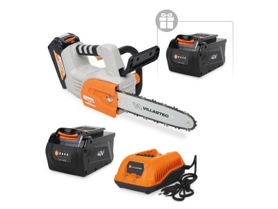 Аккумуляторная цепная мотопила VILLARTEC SА40T SET: AM402 + AC402 ( + 1 Аккум. 2Ач в подарок)