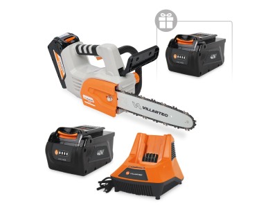 Аккумуляторная цепная мотопила VILLARTEC SА40T SET: AM402 + AC405 ( + 1 Акку 2Ач в подарок)
