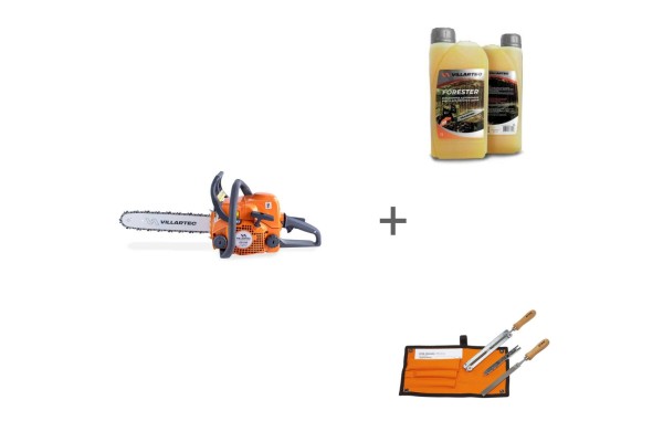 Комплект: Бензопила VILLARTEC SB 018 Legend, шина 35 см.(14