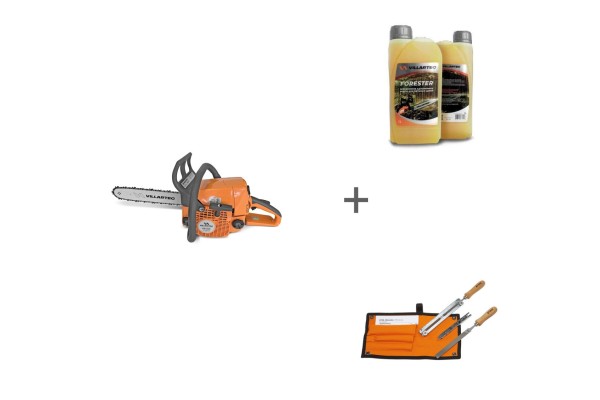 Комплект: Бензопила VILLARTEC SB025 Legend, шина 40 см.(16