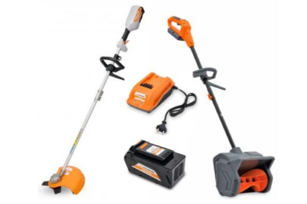 Комплект: Мотокоса аккумуляторная Villartec CA 40R без АКБ и ЗУ + Аккумуляторный снегоуборщик WA 4030 + Аккумулятор AM 405 + Зарядное устройство AC 402