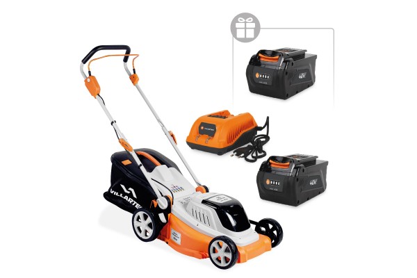 Аккумуляторная газонокосилка VILLARTEC MA4043 SET: AM402 + AC402 ( +1 Аккум. 2Ач в подарок!)