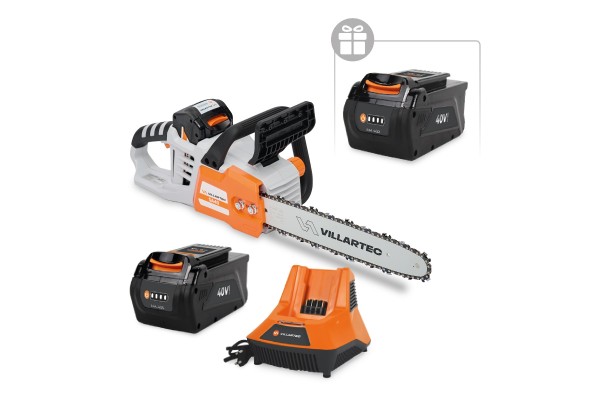 Аккумуляторная цепная мотопила VILLARTEC SА40 SET: AM402 + AC405 ( + 1 Акку 2Ач в подарок)