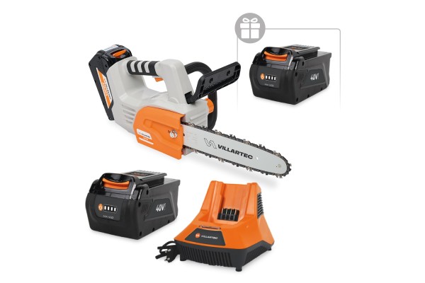 Аккумуляторная цепная мотопила VILLARTEC SА40T SET: AM402 + AC405 ( + 1 Акку 2Ач в подарок)