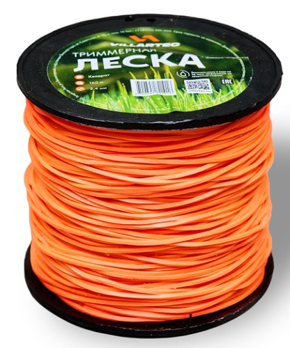 Леска триммерная Villartec KV000024160 квадратного сечения 2,4 мм х 160 м